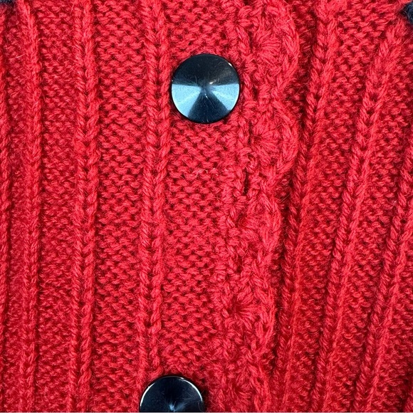 Vintage Herman Geist 100% Wool Red Brown Tan Hand Embroidered Cardigan Size M - Picture 7 of 13